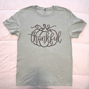 “Thankful” Mint Green T-Shirt. Fruit of Loom Iconic Tee. Size Medium